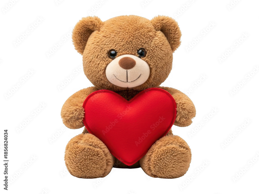 Fototapeta premium Teddy bear holding heart isolated on transparent background