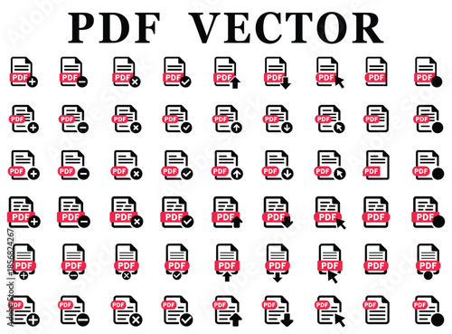 Pdf vector icon set for document management and file operations