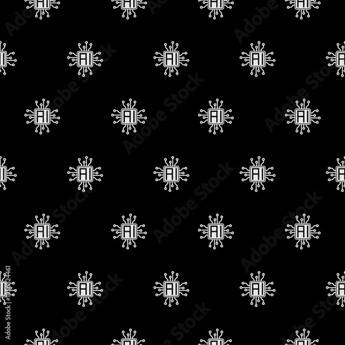 AI Processor seamless pattern isolated on black background