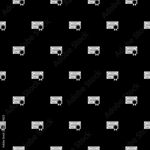 Certification document seamless pattern isolated on black background