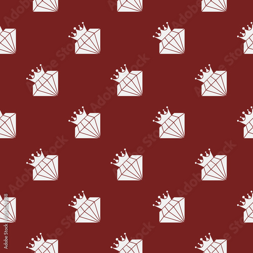 Diamond crown seamless pattern isolated on color background