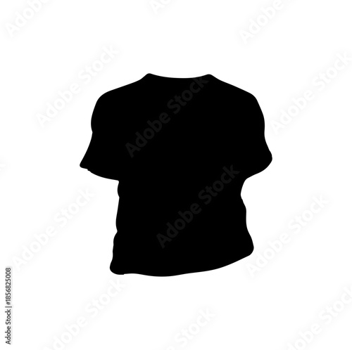 Front and back view of a plain black t shirt with short sleeves and a crew neck isolated on white background