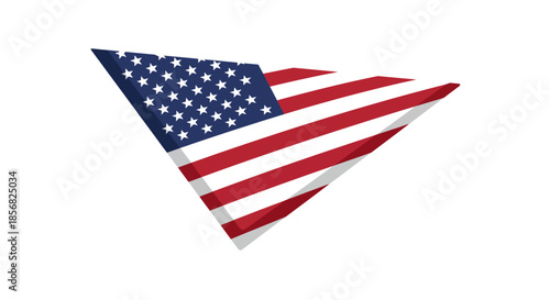 American flag in a folded triangular shape against a white background, symbolizing patriotism and national pride