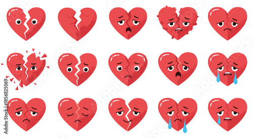 Collection of Broken Heart Emojis Expressing Sadness and Painful Emotions