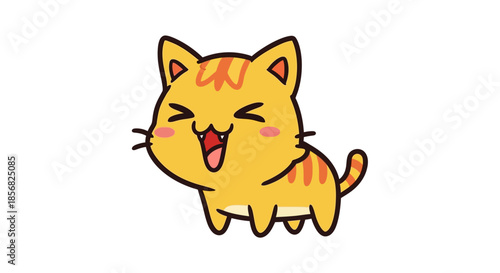 Adorable Orange Tabby Cat with Striking Green Eyes, Joyful Expression, and Playful Demeanor, a Captivating Digital Art Piece