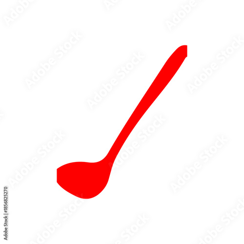 red plastic spoon on white background