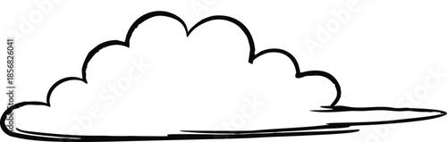 Single Large Cloud Drawn with a Bold Black Outline on a White Background clouds weather
