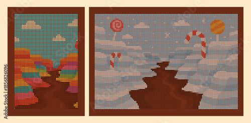 Candy Rock Canyon with Chocolate River Halftone Art