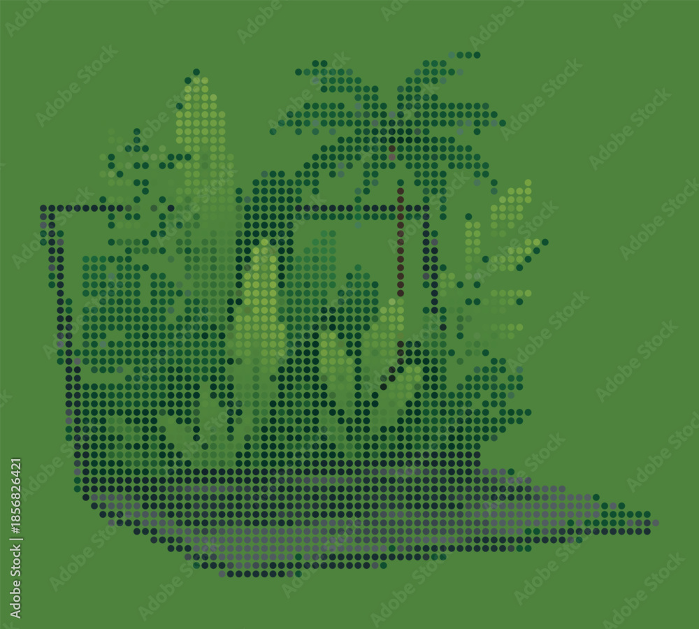 Fototapeta Laptop Screen with 3D Tropical Jungle Halftone Art