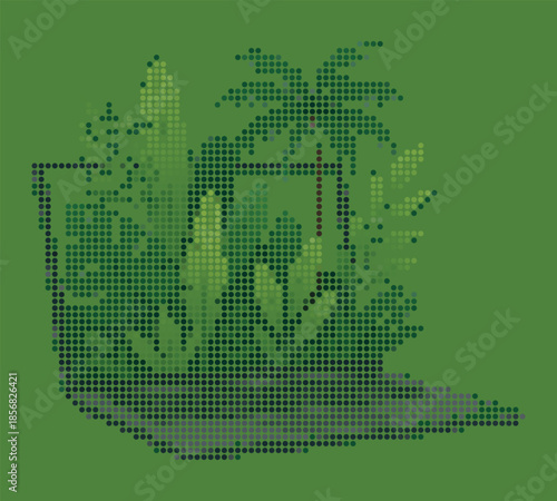 Laptop Screen with 3D Tropical Jungle Halftone Art