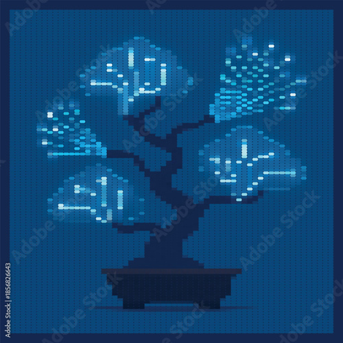 Electronic Circuit Bonsai Tree Halftone Poster Art