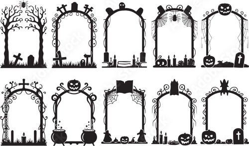 Halloweenthemed frames and borders collection