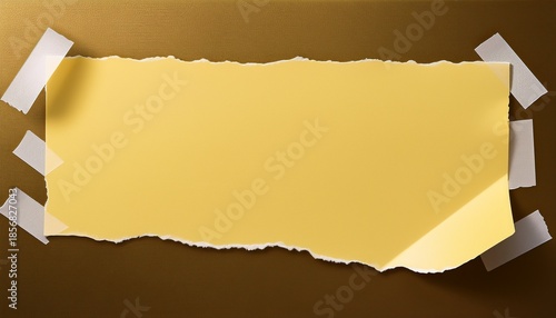 blank pale yellow paper with torn edges taped to a background
