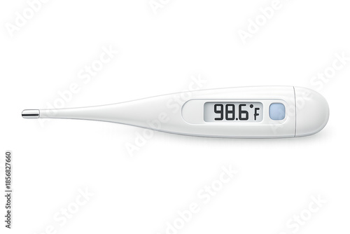 Digital Thermometer Displaying 98.6F Isolated on Transparent Background