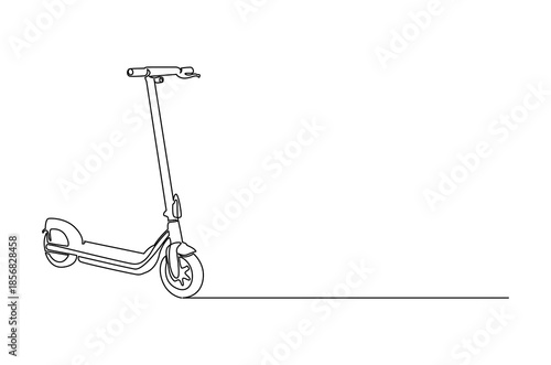 Continuous one line drawing of Electric scooter economical vehicle. Single line drawing illustration of Electric scooter. Having fun electric scooter concept vector art. Doodle line illustration.