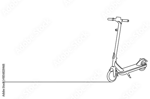 Continuous one line drawing of Electric scooter economical vehicle. Single line drawing illustration of Electric scooter. Having fun electric scooter concept vector art. Doodle line illustration.