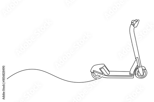 Continuous one line drawing of Electric scooter economical vehicle. Single line drawing illustration of Electric scooter. Having fun electric scooter concept vector art. Doodle line illustration.