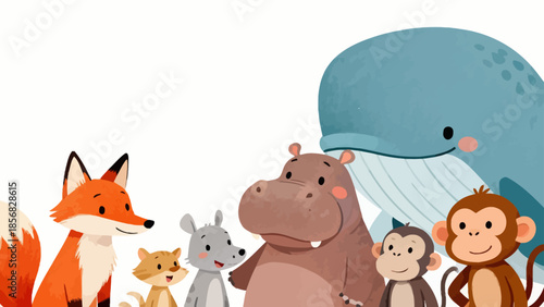 Cartoon animals group together