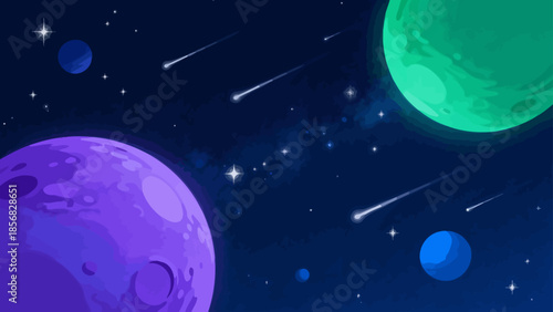 Colorful planets in space