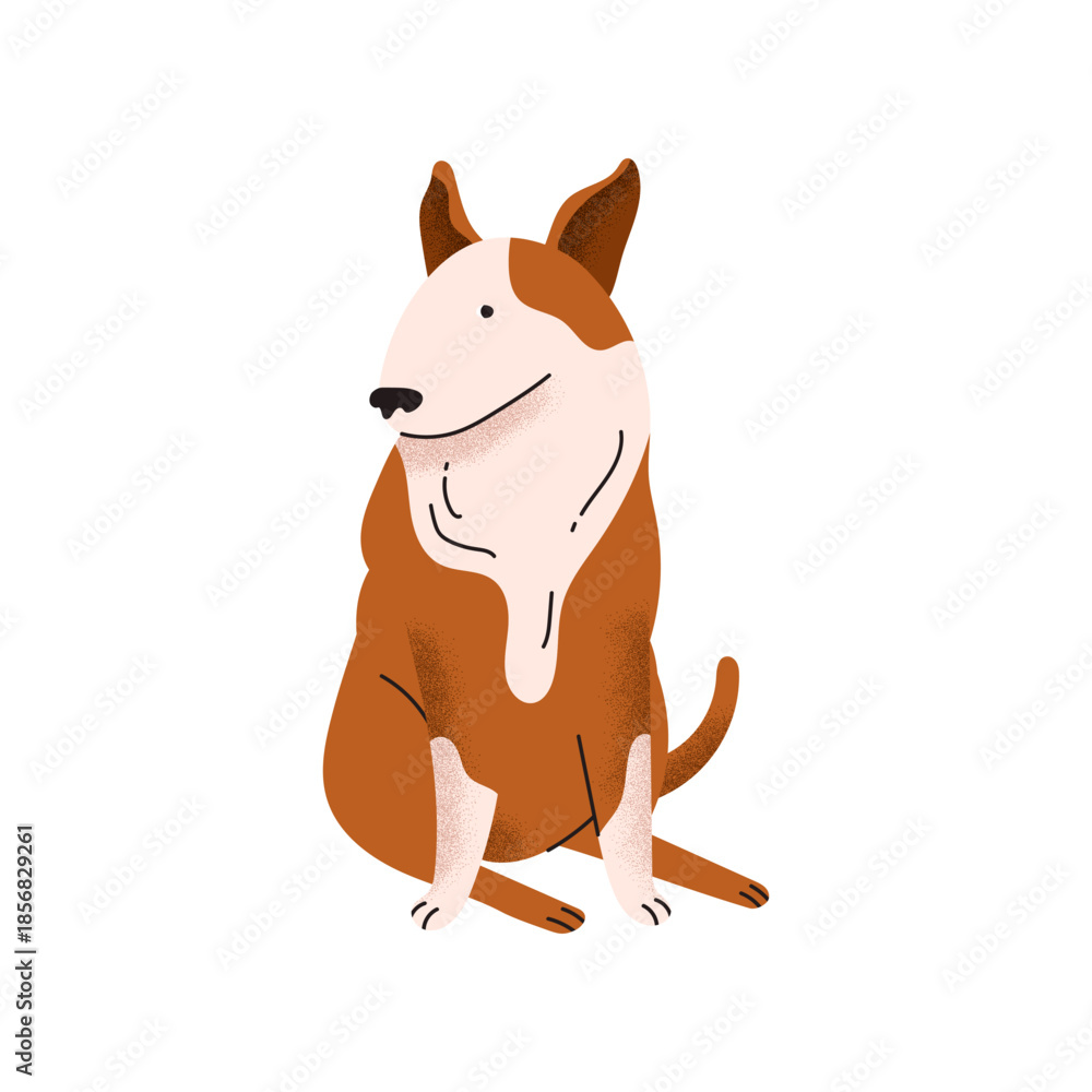Obraz premium Bullterrier. Dog breed. Cute, funny pet. Domestic animal. Purebred dog. Cartoon vector illustration isolated on white background.