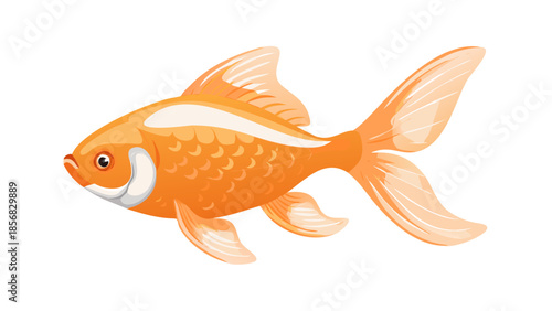 Cute Orange Goldfish Illustration Isolated on White Background