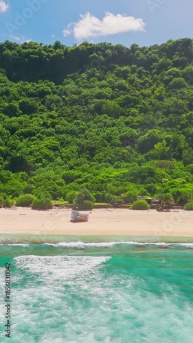 Aerial View Hidden Gem Bali Nunggalan Beach Bali Indonesia 4K