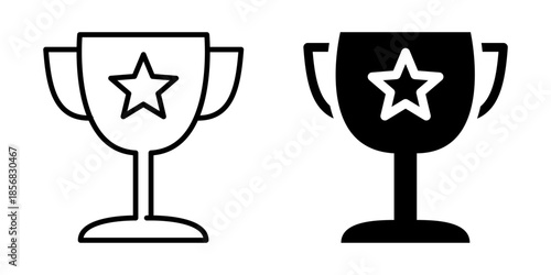 Trophy cup icon with star symbol. Silhouette and line style.
