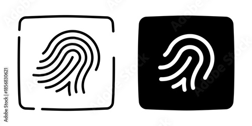 Fingerprint scanning icon for security. Silhouette and line style.