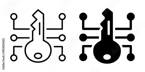 Networking and system configuration icon. Silhouette and line style.