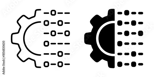 System settings with code icon. Silhouette and line style.