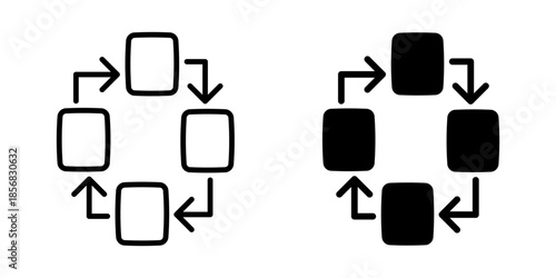 Data backup and recovery cycle icon. Silhouette and line style.