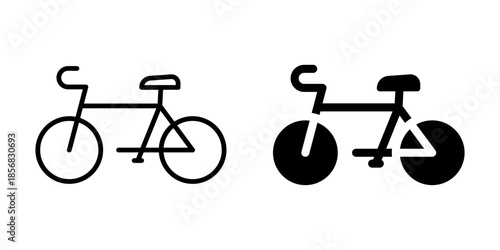 Bicycle icon for transportation and recreation. Linear and silhouette style.