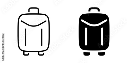Suitcase icon representing travel and luggage. Linear and silhouette style.