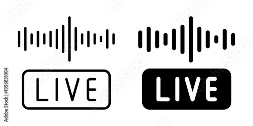 Live broadcast icon with sound waves. Linear and silhouette style.