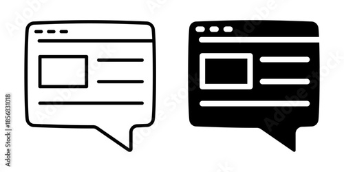 Website page icon. Comment bubble. Linear and silhouette style.