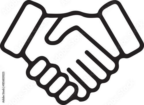 Handshake Outline Icon: Business Agreement, Partnership, and Professional Cooperation Symbol