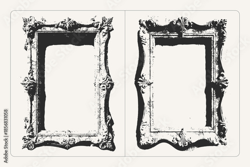 Grapevine vector frame with grunge retro texture, perfect for posters, banners, and decorative design.