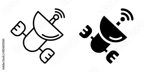 Satellite dish icon. Linear and silhouette style.
