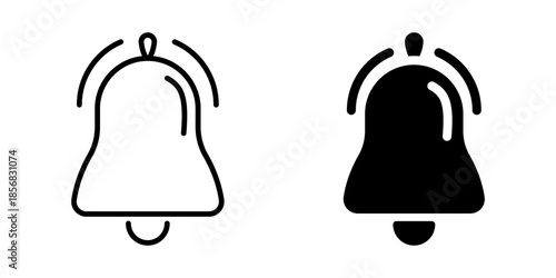 Bell icon symbolizing notification or alert. Linear and silhouette style.