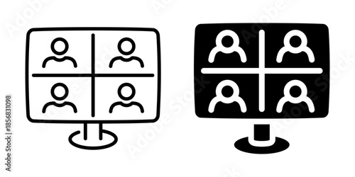 Video conference icon. Linear and silhouette style.