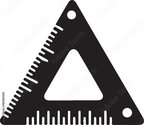 Triangular Ruler Silhouette Icon: Drafting, Geometry, and Technical Drawing Symbol