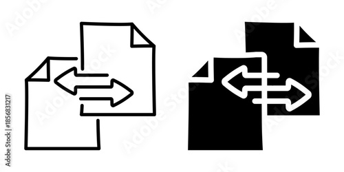 File transfer icon. Linear and silhouette style.