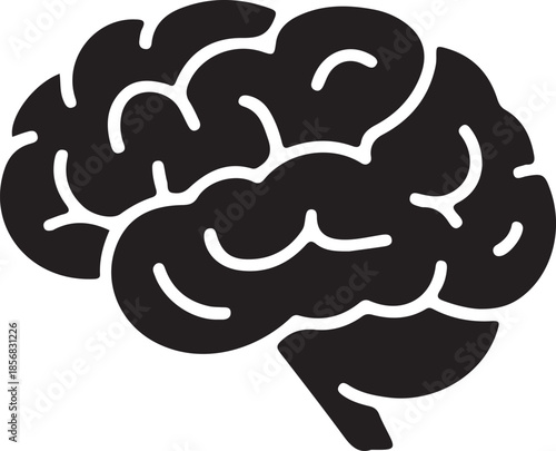 Human Brain Lateral View Icon: Neuroscience, Psychology