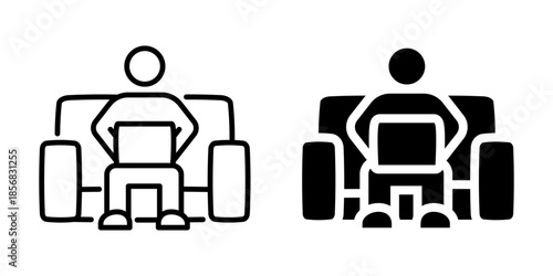 Person sitting in sofa with laptop icon. Linear and silhouette style.
