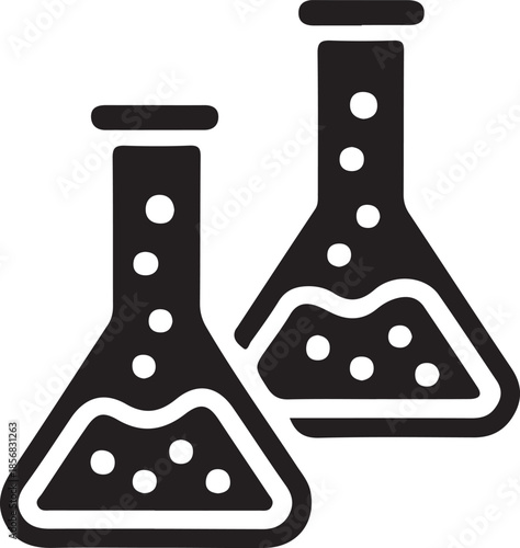 Bubbly Laboratory Flasks Icon: Chemistry Experiment, Scientific Research, and Biotech Symbol