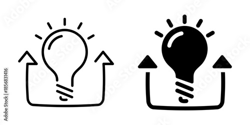 Innovation idea upload icon. Linear and silhouette style.