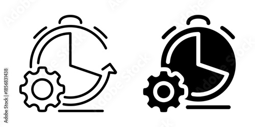 Time management and settings icon. Linear and silhouette style.