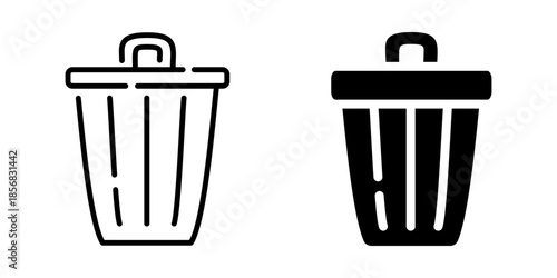 Trash bin icon. Linear and silhouette style.