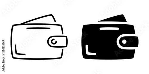 Wallet icon. Finance symbol. Linear and silhouette style.