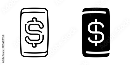 Mobile payment icon. Linear and silhouette style.